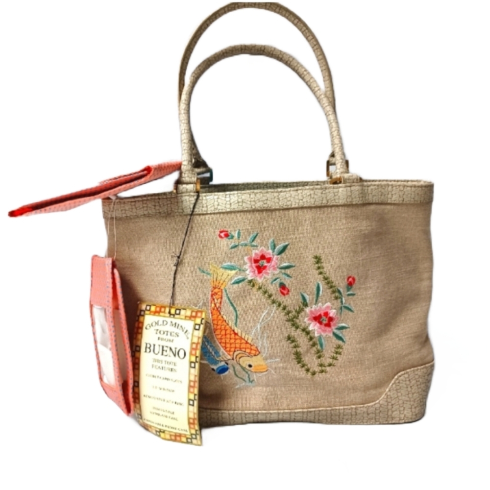 GOLDMINE TOTES FROM BUENO CANVAS AND FAUX LEATHER NWT